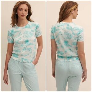 Brooks Brothers Cotton Bermuda Toile Short Sleeve Shell Sweater Medium